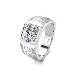 3 Karat Moissanit Verlobungsringe für Männer Rundschliff Sterling Silber Jahrestag Versprechen Ehering D Farbe VVS1 Moissanit Ringe Diamant Ringe mit Zertifikat (18.1) von WAHZAUS