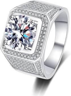 5 Karat Rundschliff Moissanit Ringe für Männer D Farbe VVS1 Klarheit Männer Versprechen Jahrestag Hochzeit Verlobungsringe 925 Sterling Silber Diamant Ringe mit Zertifikat (10) von WAHZAUS