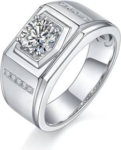 Männer Moissanit Eheringe für Männer 1 Karat D Farbe VVS1 Reinheit Diamant Verlobungsringe S925 Sterling Silber Moissanit Ringe mit Zertifikat (19.8) von WAHZAUS