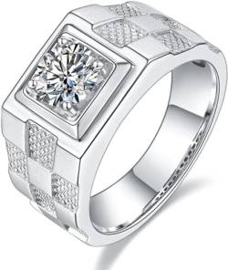 Moissanit Eheringe für Männer 1 Karat Rundschliff D Farbe VVS1 Diamant Ringe S925 Sterling Silber Moissanit Verlobungsringe mit Zertifikat (18.1) von WAHZAUS
