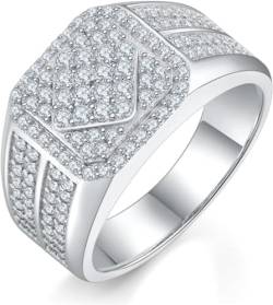 Moissanit Ringe für Männer 925 Sterling Silber Diamant Eheringe D/E Farbe VVS1 Klarheit Moissanit Verlobungsringe für Männer (18.9) von WAHZAUS