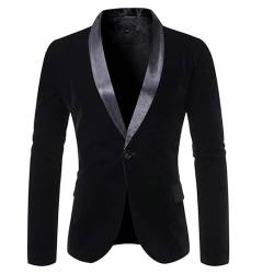 WAIDFU Anzug Blazer für Herren leichte Samtmäntel Freizeitjacken mit einem Knopf von WAIDFU