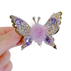 Y4H1 Ch Schmetterling Haarnadel Beweglicher Haarspange Little Girl Plüsch Dreidimensionale Haarspangen Perlenquaste Zubehör für Mädchen Haar von WAITLOVER