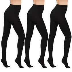 WAJIAFAR 3 Paar Thermo strumpfhose gefütterte Fleece blickdichte strumpfhose damen, hoch taillierte Bauchkompressions strumpfhose Winter(Schwarz-XL) von WAJIAFAR