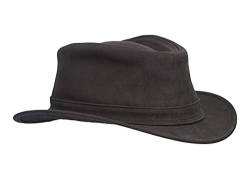 WALKER AND HAWKES - Fedora-Hut aus Rindsleder - schmale Krempe - Schwarz - L (59 cm) von WALKER AND HAWKES