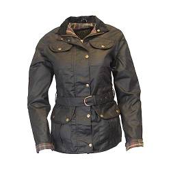 WALKER AND HAWKES - Florence - Damen Jacke gewachst - Gürtel & 4 Taschen - Schwarz - EU 38 (UK 10) von WALKER AND HAWKES