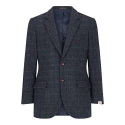 WALKER AND HAWKES Herren Country-Blazer - Klassische Jacke - Harris-Tweed - Tartanmuster - Royalblau - EU 54 (UK 44) von WALKER AND HAWKES