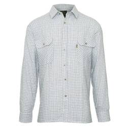 WALKER AND HAWKES Herren Langarmhemd im Country-Stil - 100% Baumwolle - kariert - Blau - XL (44'') von WALKER AND HAWKES