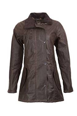 WALKER AND HAWKES Katrina - Damen Outdoor-Jacke mit 3/4-Länge - 100% gewachste Baumwolle - Braun - 36 von WALKER AND HAWKES