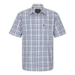 WALKER AND HAWKES - Men's 100% Cotton Short Sleeve Canterbury Country Shirt - Blue - Small (38") von WALKER AND HAWKES