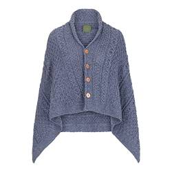 WALKER AND HAWKES - Remington - Damen Poncho mit Knopfdetail aus Merinowolle - Himmelblau von WALKER AND HAWKES