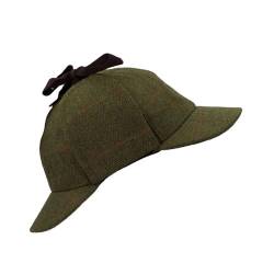 WALKER AND HAWKES Unisex Deerstalker-Mütze aus Tweed - Sherlock-Stil - Dunkles Salbeigrün - L (59cm) von WALKER AND HAWKES