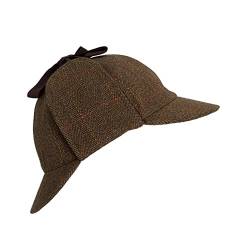 Walker & Hawkes - Unisex Deerstalker-Mütze aus Tweed - Sherlock-Stil - Brauner Tweed - L von WALKER AND HAWKES
