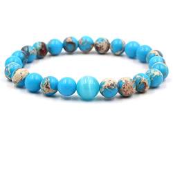 WALkfb Perlenarmbänder, Jade-Armband, Natürlicher blauer Kaiserstein mit Bule-Opal-Schmuck, eleganter schlichter Stil, Yoga-Armband, zierliches Paar-Armband, Geschenk for Geburtstagsparty von WALkfb