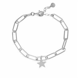 WANDA PLATA - Armband Sternkette, 925er Sterlingsilber, verstellbar 16-19 cm, Paperclip Kette, in Geschenkbox von WANDA PLATA