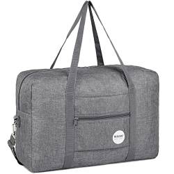 Handgepäck Tasche für Flugzeug Reisetasche Klein Faltbare Handgepäck Koffer 55x40x20cm / 45x36x20cm Sporttasche Krankenhaustasche Weekendertasche von WANDF (B - Denim Grau mit Schultergurt) von WANDF