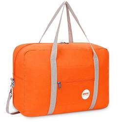 Handgepäck Tasche für Flugzeug Reisetasche Klein Faltbare Handgepäck Koffer 55x40x20cm / 45x36x20cm Sporttasche Krankenhaustasche Weekendertasche von WANDF (B - Orange mit Schultergurt) von WANDF