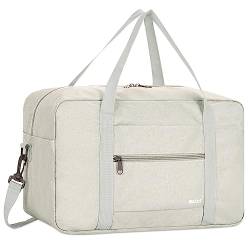 Handgepäck Tasche für Flugzeug Reisetasche Klein Faltbare Handgepäck Ryanair 40x20x25cm Sporttasche Krankenhaustasche Weekendertasche von WANDF (Denim Beige 20L mit Schultergurt) von WANDF