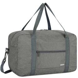 Handgepäck Tasche für Flugzeug Reisetasche Klein Faltbare Handgepäck Ryanair 40x20x25cm Sporttasche Krankenhaustasche Weekendertasche von WANDF (Denim Grau 20L mit Schultergurt) von WANDF