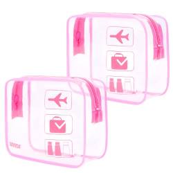 Kulturbeutel Transparent,Kulturtasche zum Transport von Flüssigkeiten,Kosmetiktasche Durchsichtig,Handgepäck-Reisezubehör,Transparente Toilettentasche Damen & Herren (2 Stück Rosa) von WANDF