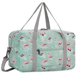 Ryanair Handgepäck 40x20x25cm Handgepäck Tasche für Flugzeug Reisetasche Klein Faltbare Sporttasche Weekender Handgepäck Koffer für Herren und Damen von WANDF(Blauer Flamingo 20L mit Schultergurt) von WANDF