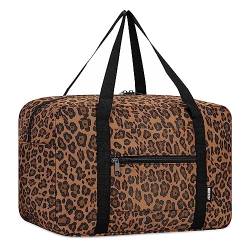 Ryanair Handgepäck 40x20x25cm Handgepäck Tasche für Flugzeug Reisetasche Klein Faltbare Sporttasche Weekender Handgepäck Koffer für Herren und Damen von WANDF(Brauner Leopard 20L) von WANDF