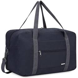 Ryanair Handgepäck 40x20x25cm Handgepäck Tasche für Flugzeug Reisetasche Klein Faltbare Sporttasche Weekender Handgepäck Koffer für Herren und Damen von WANDF (Dunkelblau 20L mit Schultergurt) von WANDF
