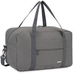 Ryanair Handgepäck 40x20x25cm Handgepäck Tasche für Flugzeug Reisetasche Klein Faltbare Sporttasche Weekender Handgepäck Koffer für Herren und Damen von WANDF (Grau 20L mit Schultergurt) von WANDF