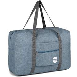 WANDF Handgepäck Tasche für Flugzeug Reisetasche Klein Faltbare Handgepäck Koffer 55x40x20cm / 45x36x20cm Sporttasche Krankenhaustasche Weekendertasche (A - Denim Blau) von WANDF