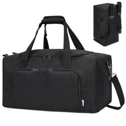 WANDF Leichte Faltbare Reisetasche 38L Wasserabweisende Sporttasche mit Rucksack Weekender Travel Gym Tasche Duffle Bag Fitnesstasche für Herren Damen (Schwarz, zum Patent angemeldet) von WANDF