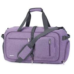 WANDF Reisetasche 40L mit Schuhfach Faltbare Weekender-Reisetasche Handgepäck für Männer Frauen (Lila) von WANDF