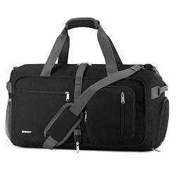 WANDF Reisetasche 40L mit Schuhfach Faltbare Weekender-Reisetasche Handgepäck für Männer Frauen (Schwarz) von WANDF