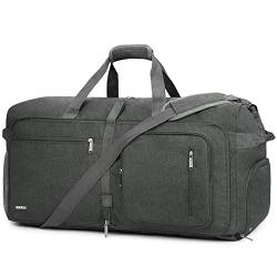 WANDF Reisetasche 65L mit Schuhfach Faltbare Weekender-Reisetasche Handgepäck für Männer Frauen (Grau) von WANDF