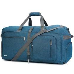 WANDF Reisetasche 85L mit Schuhfach Faltbare Weekender-Reisetasche Handgepäck für Männer Frauen (Blau) von WANDF