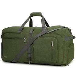 WANDF Reisetasche 85L mit Schuhfach Faltbare Weekender-Reisetasche Handgepäck für Männer Frauen (Dunkelgrün) von WANDF