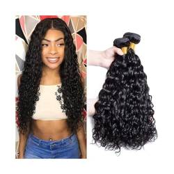 Human Hair Bundles Wasserwellen-Menschenhaar-Webart, 1/3/4 Bündel, 20,3–101,6 cm, Malaysia, unverarbeitetes reines Remy-Haar, nasse und gewellte Bündel, natürliche schwarze Farbe Haarverlängerungen ( von WANGHAI-666