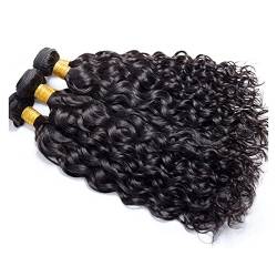 Human Hair Bundles Wasserwellenbündel menschliches Haarverlängerungen 3 4 Bündel Brasilianische Haarwebebündel unverarbeitete jungfräuliche Remy -Haarwebeverlängerungen natürliche schwarze Farbe Haarv von WANGHAI-666