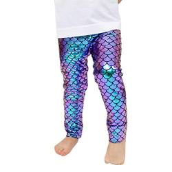 WANGSAURA Kinder Baby Mädchen Meerjungfrau Engen Hosen Mutter und Tochter Passende Stretch Lange Leggings (Kinder/Blau, 3-4 Jahre) von WANGSAURA