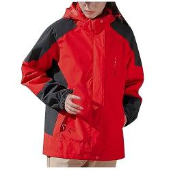 Damen Regenjacke Lange Softshelljacke mit Kapuze Frauen Übergangsjacke Regenmantel Gefütterte Funktionsjacke Wasserdichte Windbreaker Wanderjacke Atmungsaktive Jacke Outdoorjacke,Wachsjacke Damen von WANGTIANXUE