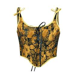 Korsett Damen Bauchweg Corset mit Schnürung Sexy Öse Spitze Blumendruck Unterbrust Vollbrust Oberteil Gräten Rückseite Gürtel Taillenformer Elegant Vintage Palast Stil Corsage Überbrus Shaperwear von WANGTIANXUE