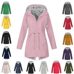 Regenjacke Gelb Damen, Wasserfest Regenmantel Damen Atmungsaktive Softshelljacke Große Größen Outdoor Regenparka Windbreaker Kuschelig Leichte Jacke mit Kapuze Funktionsjacke Übergangsjacke von WANGTIANXUE