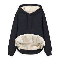 Sweatshirt Damen Gefüttert Warm Fleece Pullover Kapuzenpullover Sweatjacke Mit Kapuze Langarm Oversized Einfarbig Hooded Pulli Oberteile Teddy Langarmshirt Herbst Winter Kapuzenjacke Streetwear von WANGTIANXUE