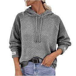 WANGTIANXUE Damen Chenille Pullover Hoodie Elegant Langarmshirt Hoodies Pulli Oberteile Einfarbig Sport Top Sweatjacke Locker Kordelzug Oberteil Freizeit Hemd Herbstpullover Hoody mit Kapuze von WANGTIANXUE