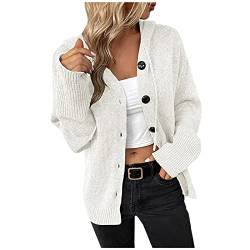 WANGTIANXUE Strickjacke Damen Elegant Grobstrick Cardigan mit Kapuze Einfarbig Strickjacken mit Knopfleiste Casual Locker Strickpullover Herbst Winter Sweatjacke Strickmantel Gutschein Angebote von WANGTIANXUE