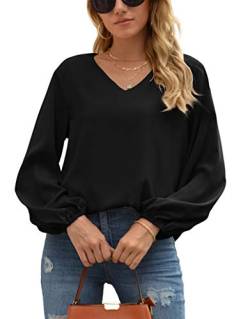 WANGZHI Blusen Tuniken für Damen Langarm Elegant V-Ausschnitt Oberteile Langarmshirt Blusen Shirt Tops von WANGZHI