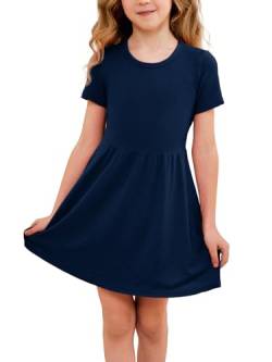 WANGZHI Kleid Mädchen Kurzarm Sommerkleid Freizeitkleid Kinder A-Linie Siwng Rundhals Kleid von WANGZHI