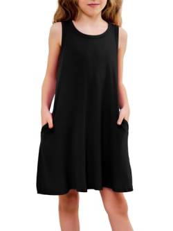 WANGZHI Mädchen Ärmelloses Kleid Mädchen Kleider ärmelloses Rundhals Tanktop Kleid mit Taschen Sommerkleid von WANGZHI