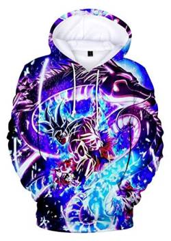 WANHONGYUE Anime Dragon Ball Z Goku 3D Druck Hoodie Kapuzenpullover Sweater Cosplay Kostüm Langarm Pulli Sweatshirt Mantel 779/8 M von WANHONGYUE