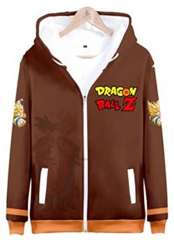 WANHONGYUE Anime Dragon Ball Z Goku 3D Druck Hoodie Sweatjacke Full Zip Hoody Kapuzenpullover Sweatshirt Mantel Tops Strickjacke 663/1 M von WANHONGYUE