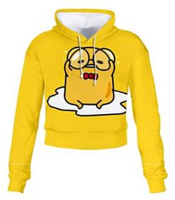 WANHONGYUE Anime Gudetama 3D Gedruckt Crop Top Hoodie Damen Mädchen Kapuzenpullover Sweatshirt Sport Pulli Sweatjacke 2B11/9-XS von WANHONGYUE